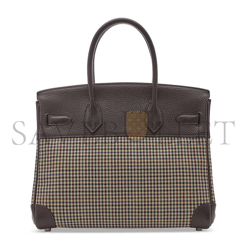 H**mes MASTER BIRKIN 30 TOGO AND PLAID WOOL PALLADIUM HARDWARE (30*23*15cm)